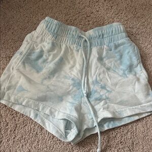 Frankie's Bikinis Light Blue Tie-Dye Athletic Shorts